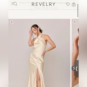 Gold champagne Revelry bridesmaid dress